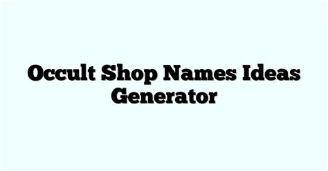 Delve into the Occult: Crafting the Perfect Shop with a Random Generator